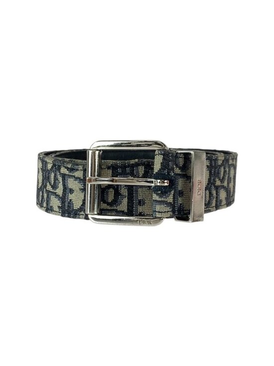 Dior Blue Jacquard Navy Silver Canvas Leather Belt main image 5